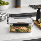 72 Pieces Food Storage Containers, Leak-Proof Sealed Design, 2200 mL, Clear Rectangular Container with Side Clips, 24 x 17 x 8 cm