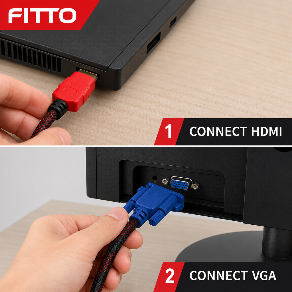 96 Pieces HDMI to VGA Adapter Cables, Braided, 20 cm, Single Cable for Video Connection