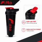 120 Pieces Sports Water Bottles, Protein Shaker with Flip Lid, Black Body and Red Cap, 1 Piece