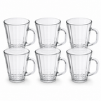 96 Pieces Glass Cup Set, 240 ml Clear Handled Cups for Tea, Coffee and Beverages, 6 Pieces