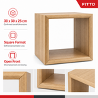 96 Pieces Wooden Open Display Box, Square Natural Finish, 30 x 30 x 25 cm
