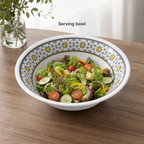 96 Pieces Melamine Salad Bowl, 9 Inch, Round White and Grey Bowl with Yellow Accents
