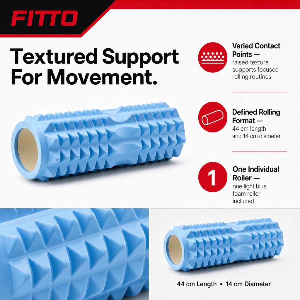 72 Pieces Textured Foam Yoga Roller, 44 cm, Light Blue