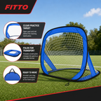 48 Pieces Foldable Football Goals with Practice Net and Carry Bag for Outdoor Training