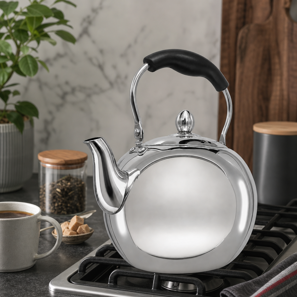 48 Pieces Stainless Steel Stovetop Kettle, 2 L, Silver and Black, 1 Piece
