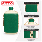 96 Pieces Insulated Water Jugs with Screw Cap and Shoulder Strap, Green and Cream, 29 x 20 x 15 cm