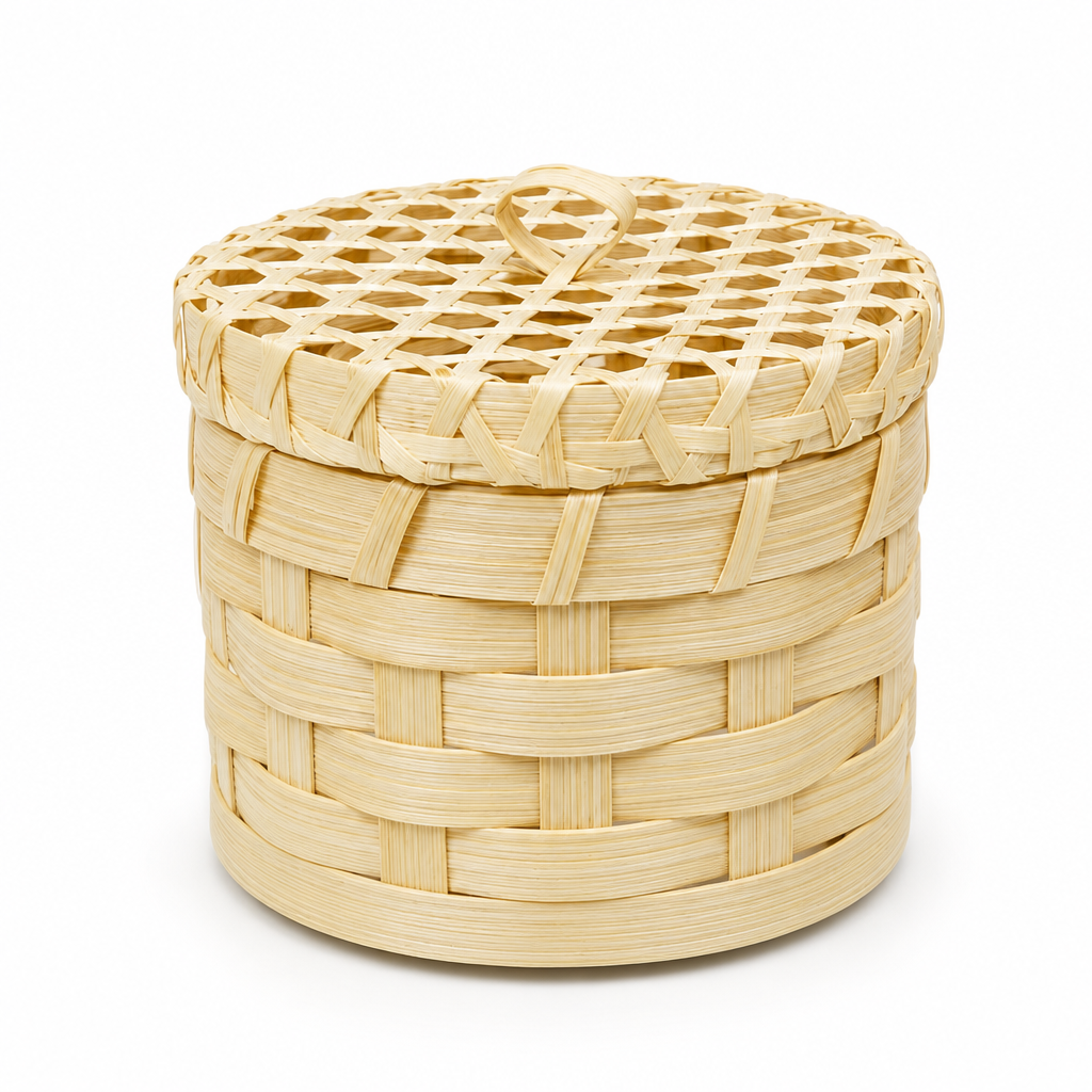 96 Pieces Handwoven Bamboo Round Storage Box with Lid, Natural, 11 x 11 x 11 cm
