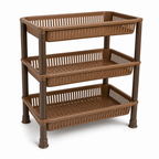 72 Pieces Brown Three-Tier Plastic Multipurpose Kitchen Storage Rack, 45 x 34 x 18 cm