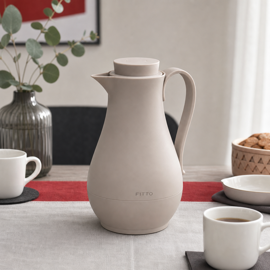 72 Pieces Vacuum Flask 1-Litre, Curved Beige or White Beverage Server with Handle and Pour Spout, 1 Piece