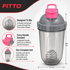 96 Pieces Protein Shaker Bottle with Mixing Ball and Carry Handle, Sports Water Bottles for Workout Drinks, 20 x 11 x 11 cm