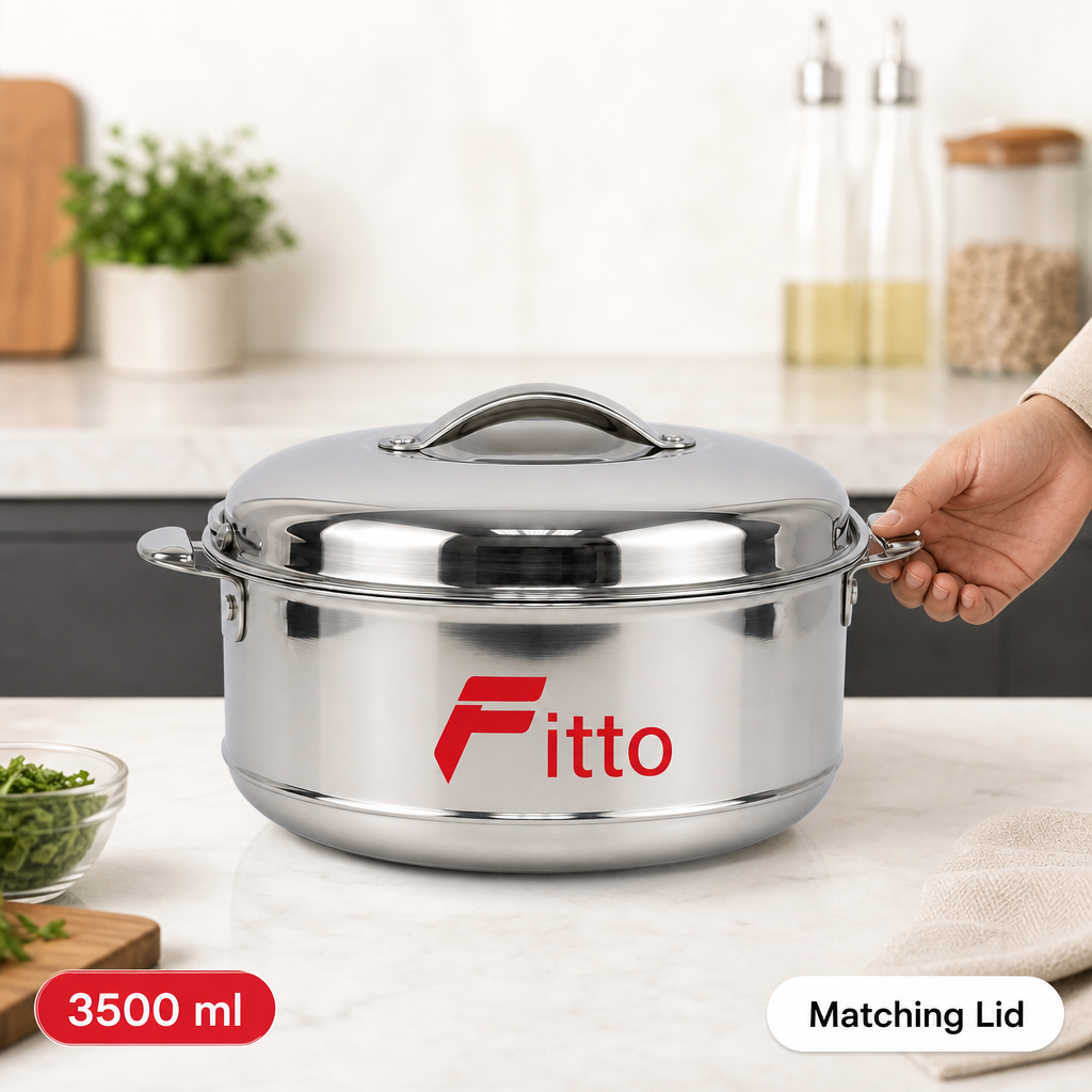 48 Pieces Stainless Steel Casserole Pot with Lid, 3500 ml, Round Covered Cooking Pot for Kitchen Serving