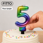 240 Pieces Rainbow Metallic Number 5 Cake Candle, 3 in, 1 Piece