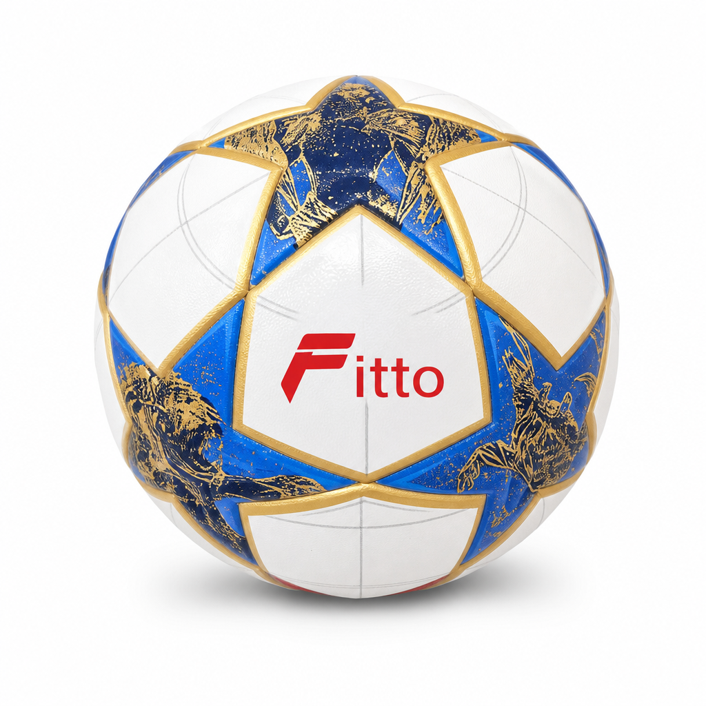 60 Pieces Size 5 Football, Blue and Gold Design, Single Match Ball for Training and Recreational Play