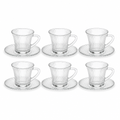 60 Pieces Ribbed Clear Glass Tea Cup and Saucer Set, 12 Pieces