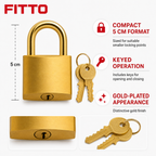 240 Pieces Gold-Plated Padlock with Keys, 5 cm, Gold, 1 Set