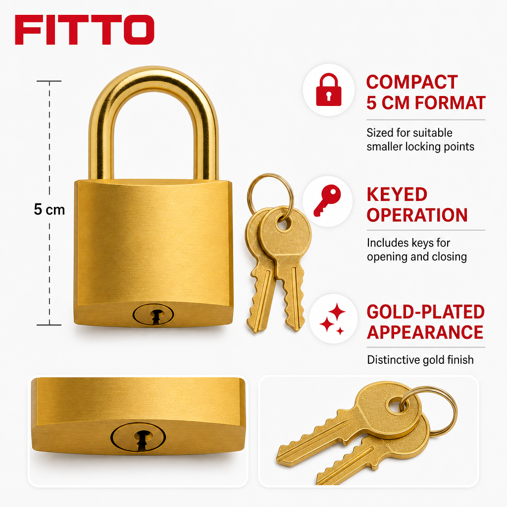 240 Pieces Gold-Plated Padlock with Keys, 5 cm, Gold, 1 Set