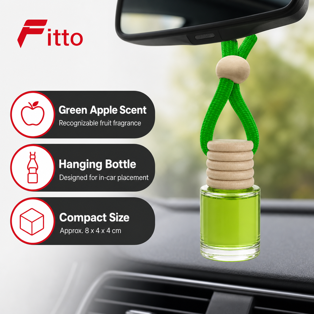 144 Pieces Hanging Bottle Air Freshener, Green Apple Scent, Compact Car Interior Fragrance