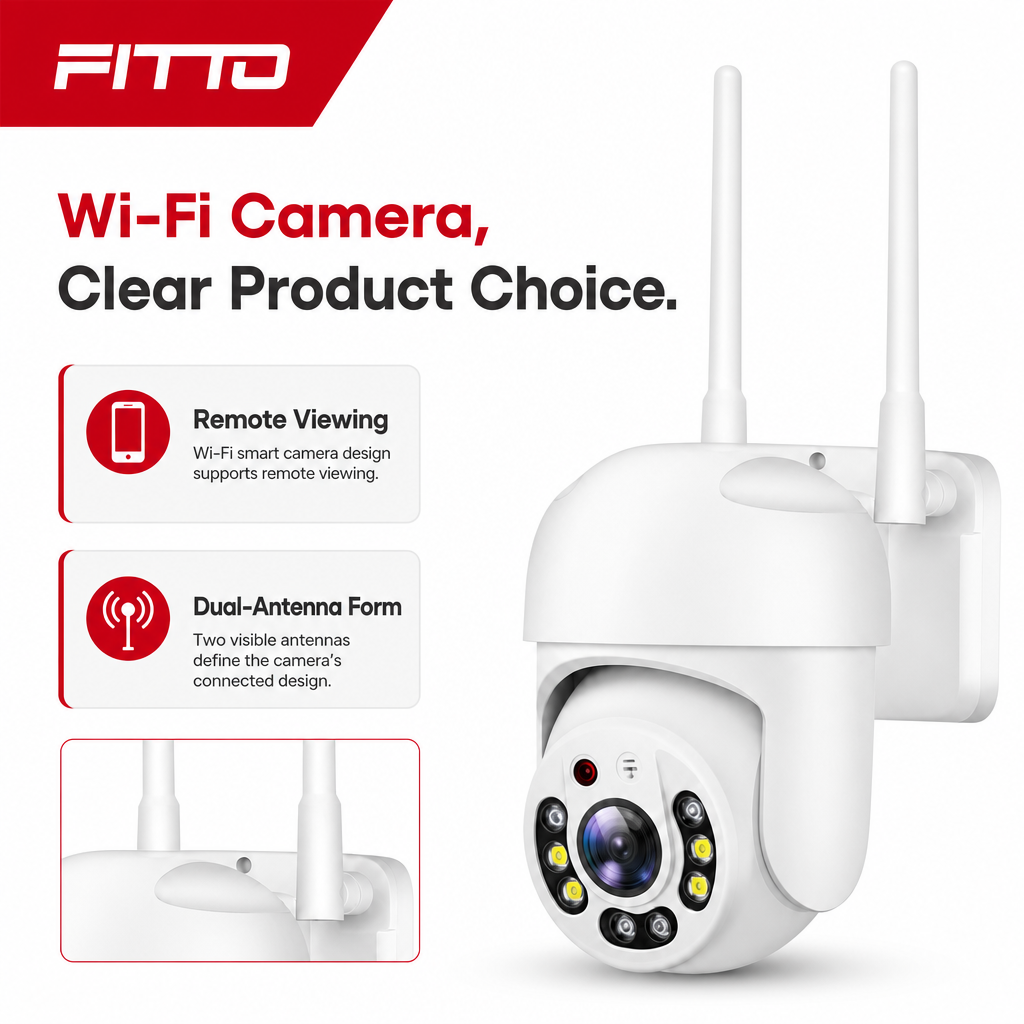 60 Pieces White Wi-Fi Smart Security Cameras with Dual Antennas, 1 Piece