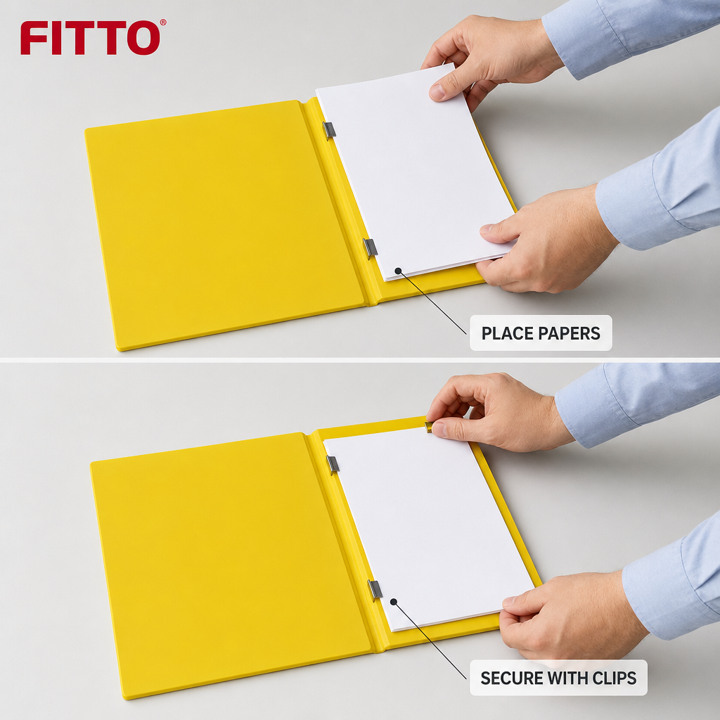 144 Pieces Yellow A4 Dual Short Strong Clip File, 1 Piece