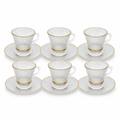 60 Pieces Textured Clear Glass Tea Cup and Saucer Set with Gold Rims, 220 ml, 12 Pieces