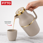 72 Pieces Vacuum Flask 1 Litre, Beige or Ivory with Gold-Tone Trim, Handle and Pour Spout, 1 Piece