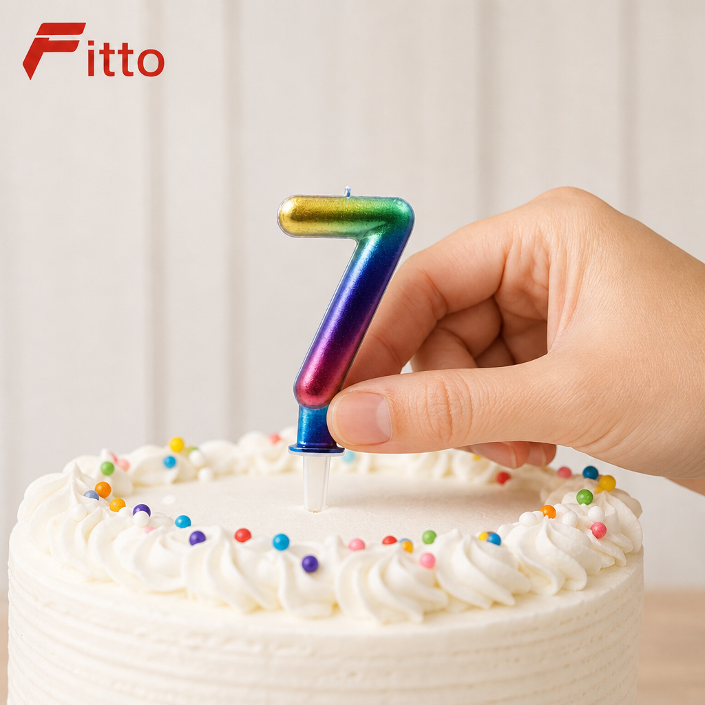 240 Pieces Rainbow Metallic Number 7 Cake Candle, 3 in, 1 Piece