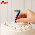 240 Pieces Rainbow Metallic Number 7 Cake Candle, 3 in, 1 Piece