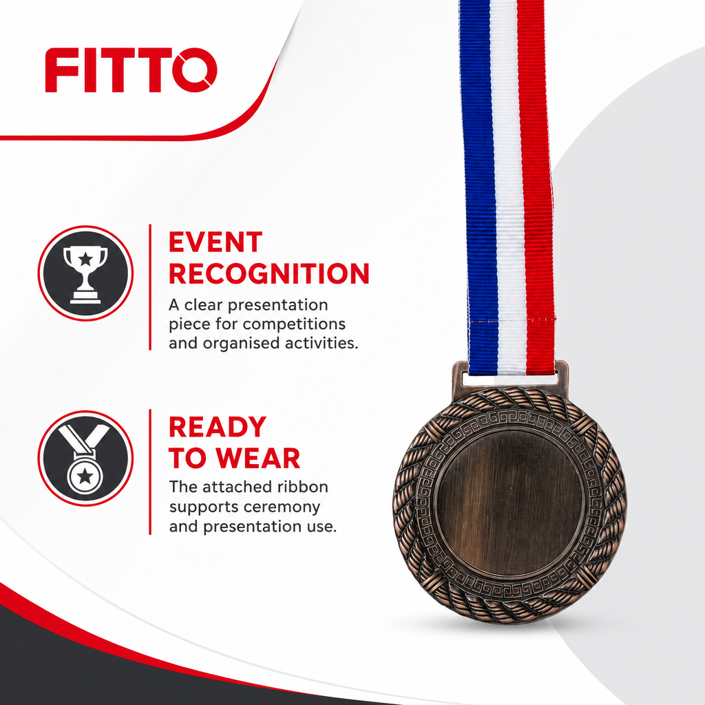 144 Pieces Plain Sports Medal with Red White and Blue Ribbon, Bronze
