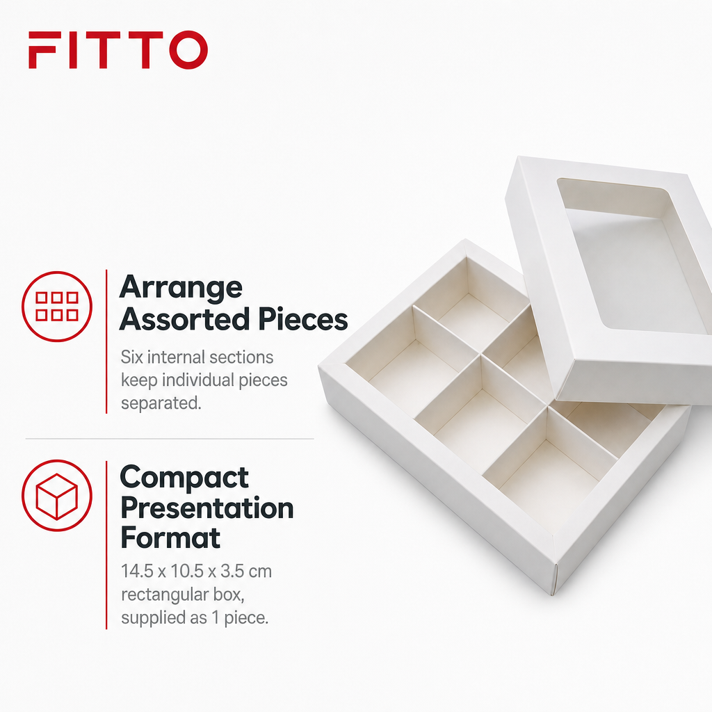 144 Pieces Chocolate Box with 6 Compartments, White, 14.5 x 10.5 x 3.5 cm, 1 Piece