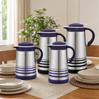 48 Pieces Vacuum Jug Set, Silver and Purple, 4 Pieces with 1.0, 1.3, 1.6 and 1.9 Litre Capacities