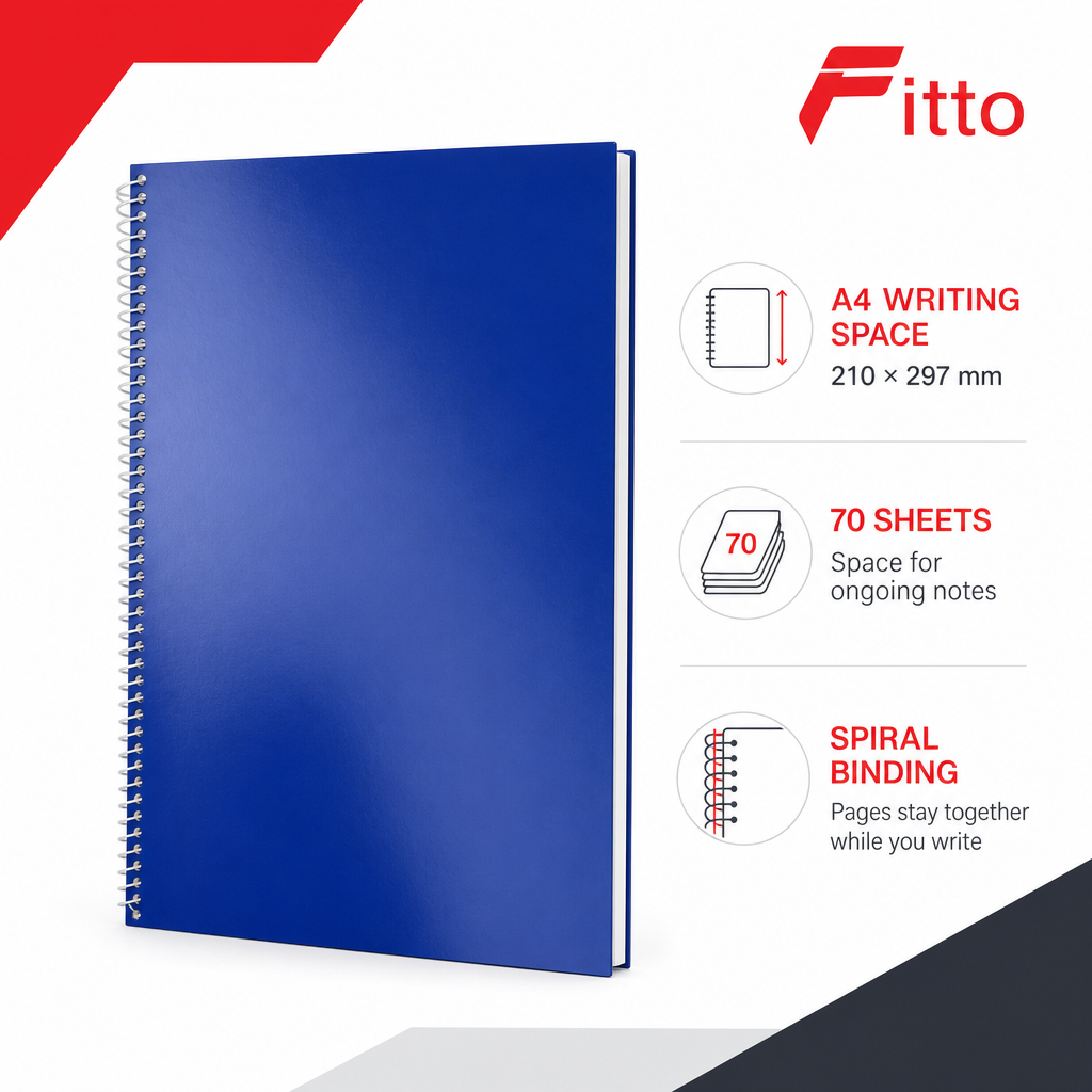 144 Pieces A4 Executive Spiral Notebook, 70 Sheets, Blue Cover, 210 × 297 mm