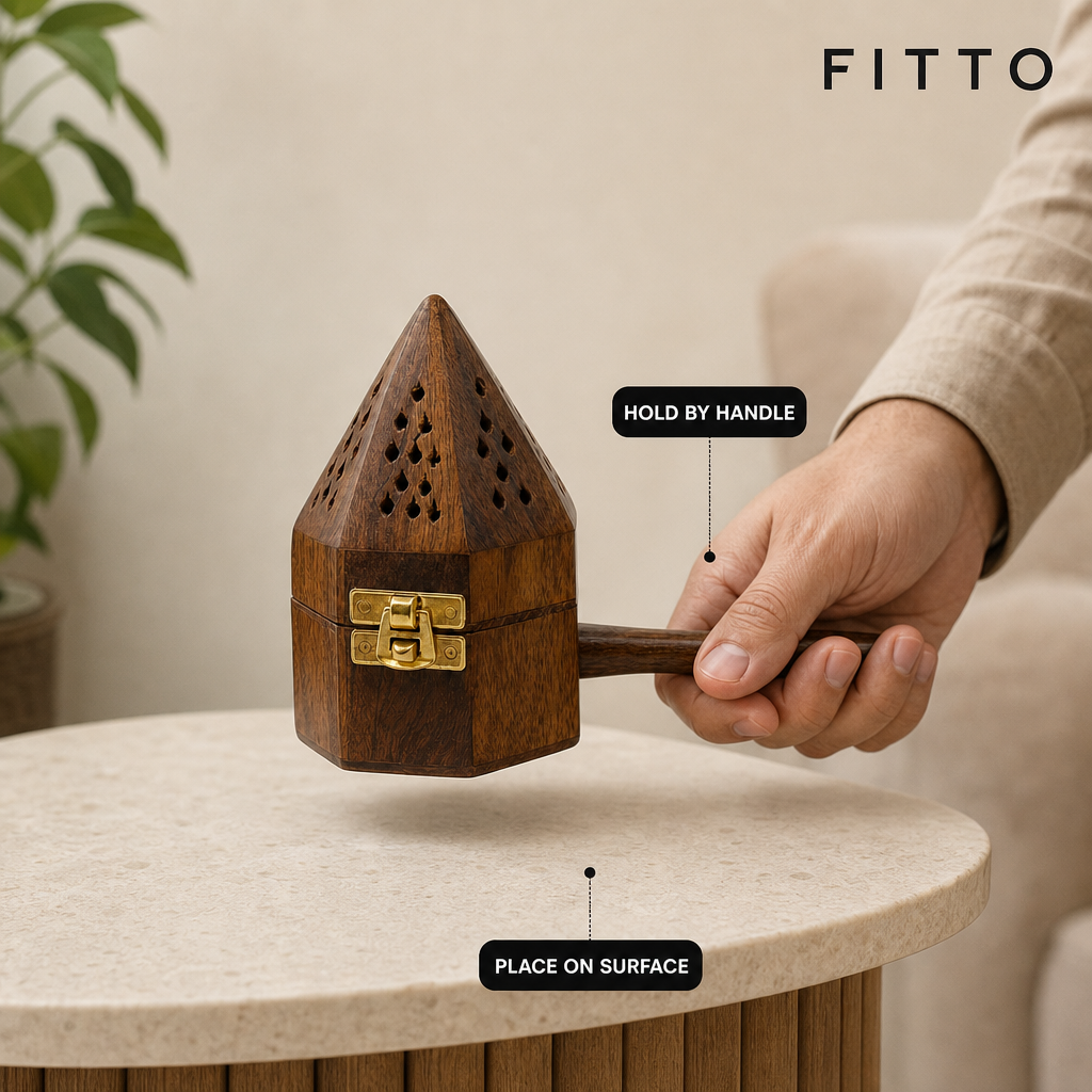 96 Pieces Wooden Incense Burner House with Handle, Conical Design, 3 Inch