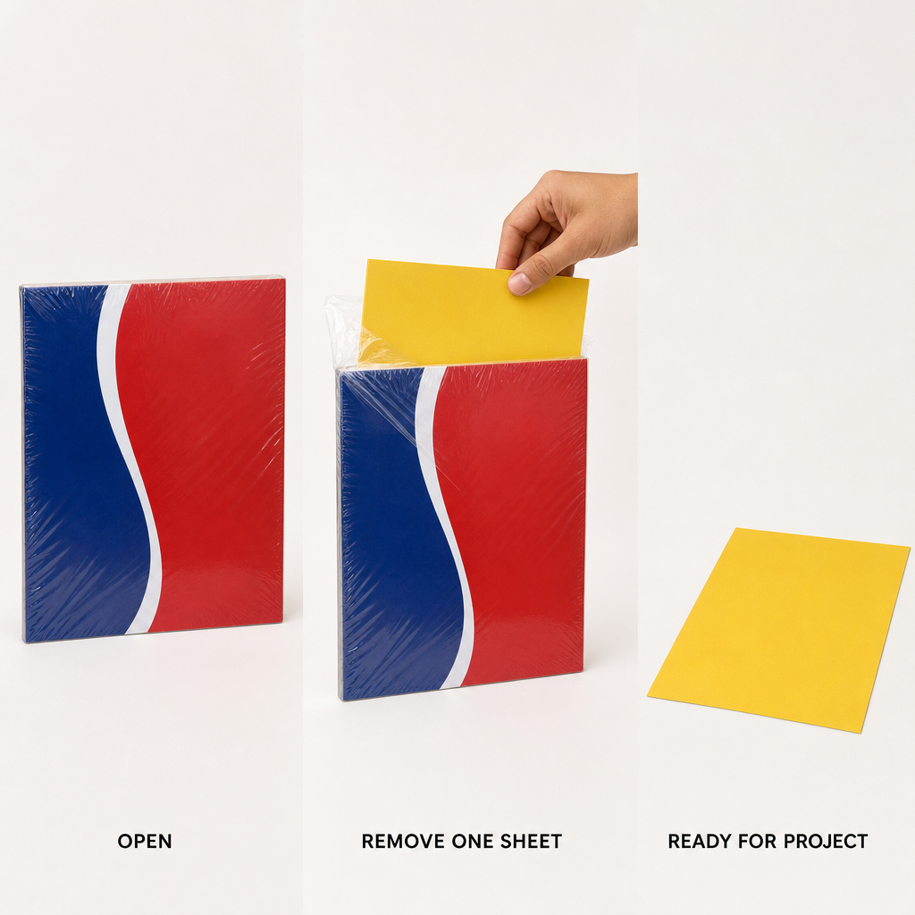 96 Pieces Yellow A4 180 GSM Colour Board, 29.7 x 21 cm, 100 Sheets for Drawing and Crafts
