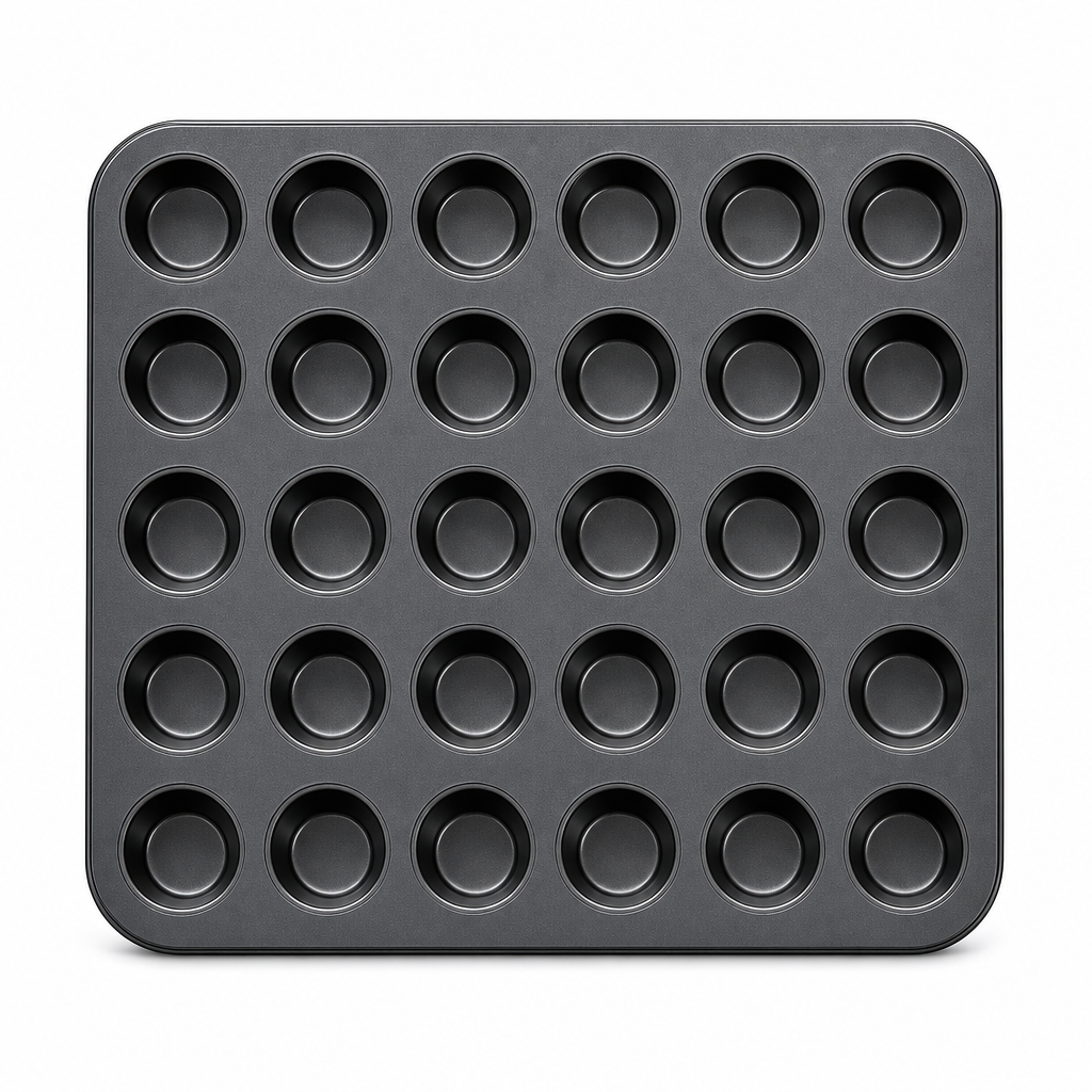 96 Pieces 24-Cup Cake Mold, Black Carbon Steel Non-Stick Tray, 38 x 26 cm, 1 Piece