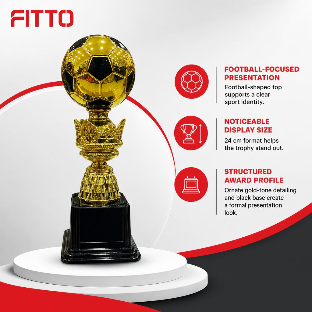 72 Pieces Plastic Football Trophy, 24 cm, Gold and Black Award Cup for Recognition Events