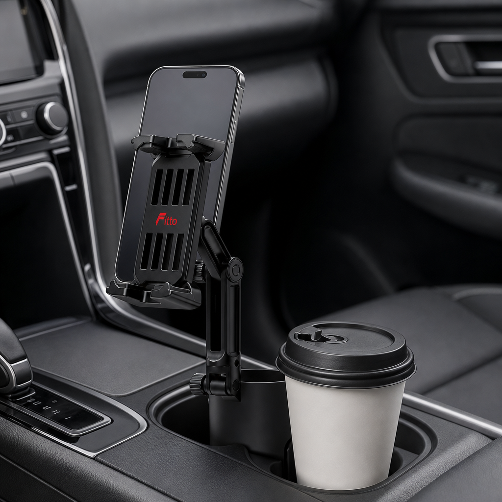 72 Pieces 2-in-1 Car Cup and Phone Holder with Strong Clip Mount and Adjustable Extender, Black