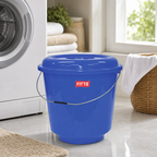 120 Pieces Household Buckets with Lid and Carry Handle, Plastic, 7 Litre, Blue