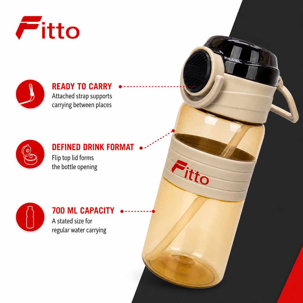 96 Pieces Printed Reusable Water Bottle with Flip Top Lid and Carry Strap, 700 ml, 1 Piece