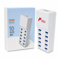 72 Pieces 50W 10-Port USB Desktop Charging Station, Multi-Device Charging Hub