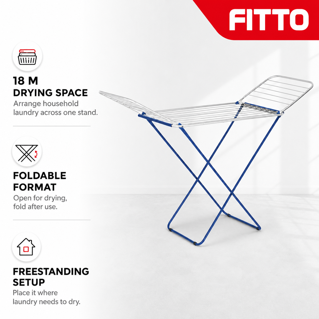 60 Pieces Foldable Clothes Drying Rack, 18 m Drying Space, Freestanding Laundry Airer for Home Use