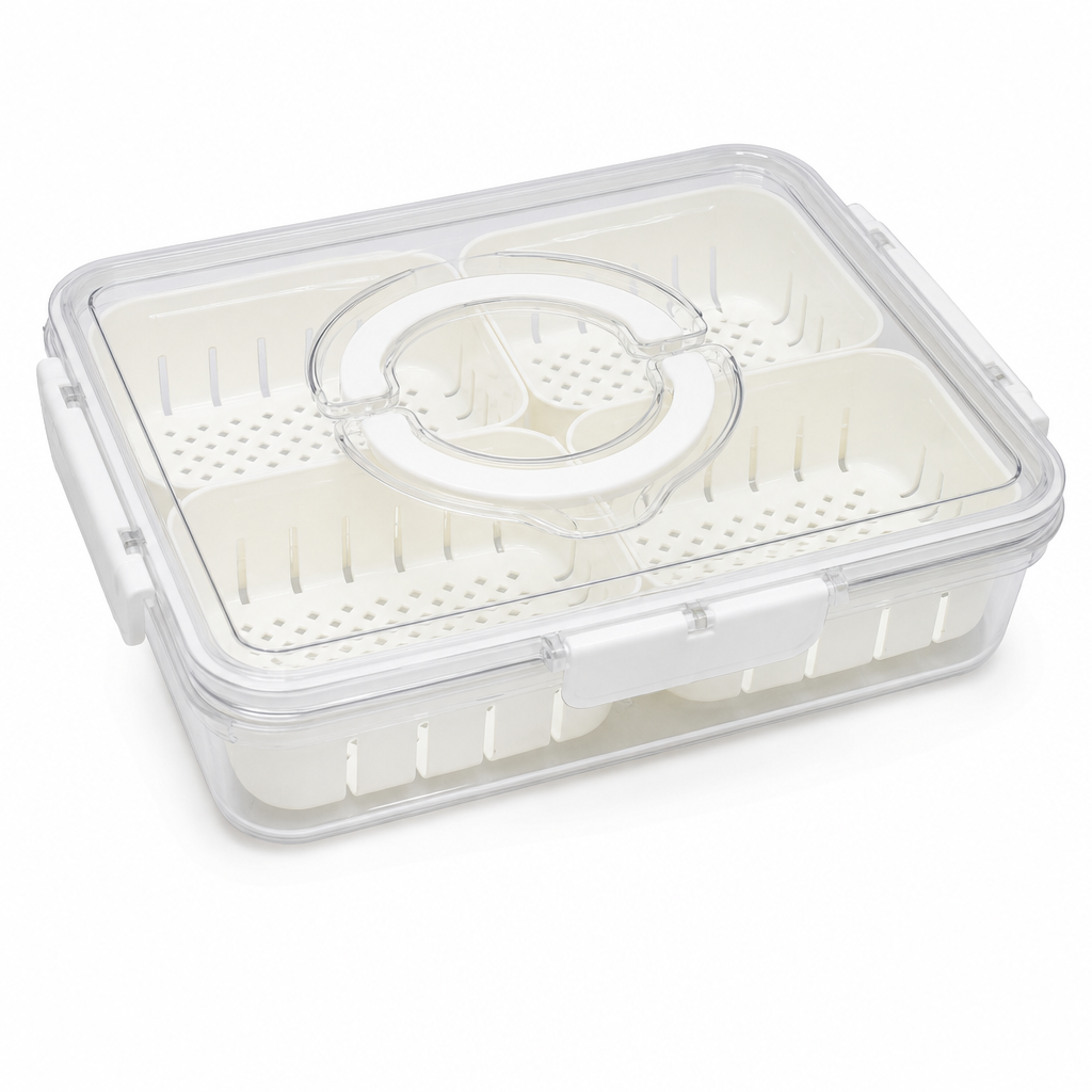 96 Pieces Food Storage Containers, Clear 4-Compartment Box with Locking Lid, 29 × 22 × 7 cm