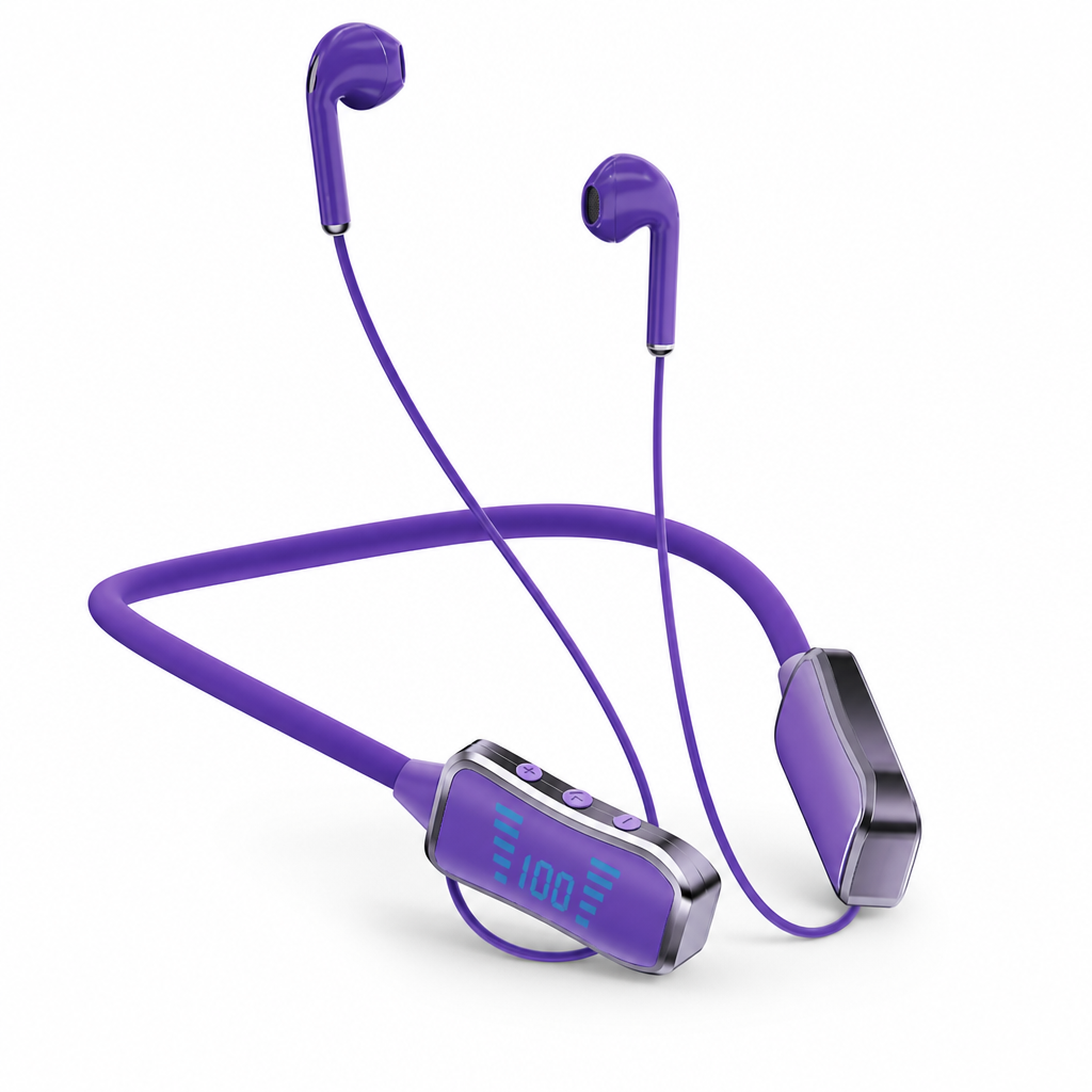 96 Pieces Wireless Neckband Earphones with 48H Playtime, 380-Degree Flexible Band and LED Display