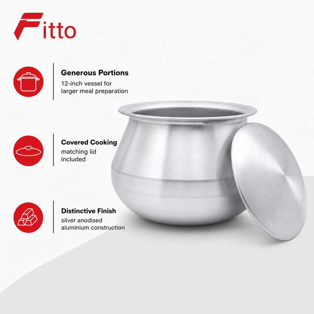 96 Pieces Anodised Aluminium Stockpot with Lid, 12 Inch, Silver