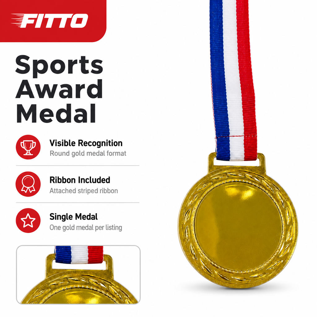 144 Pieces Sports Medal with Ribbon, Gold, 8 cm
