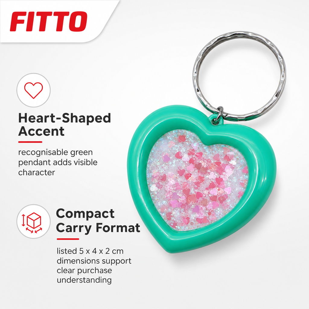 240 Pieces Green Heart Keychains, Metal Ring and Decorative Pendant, 1 Piece