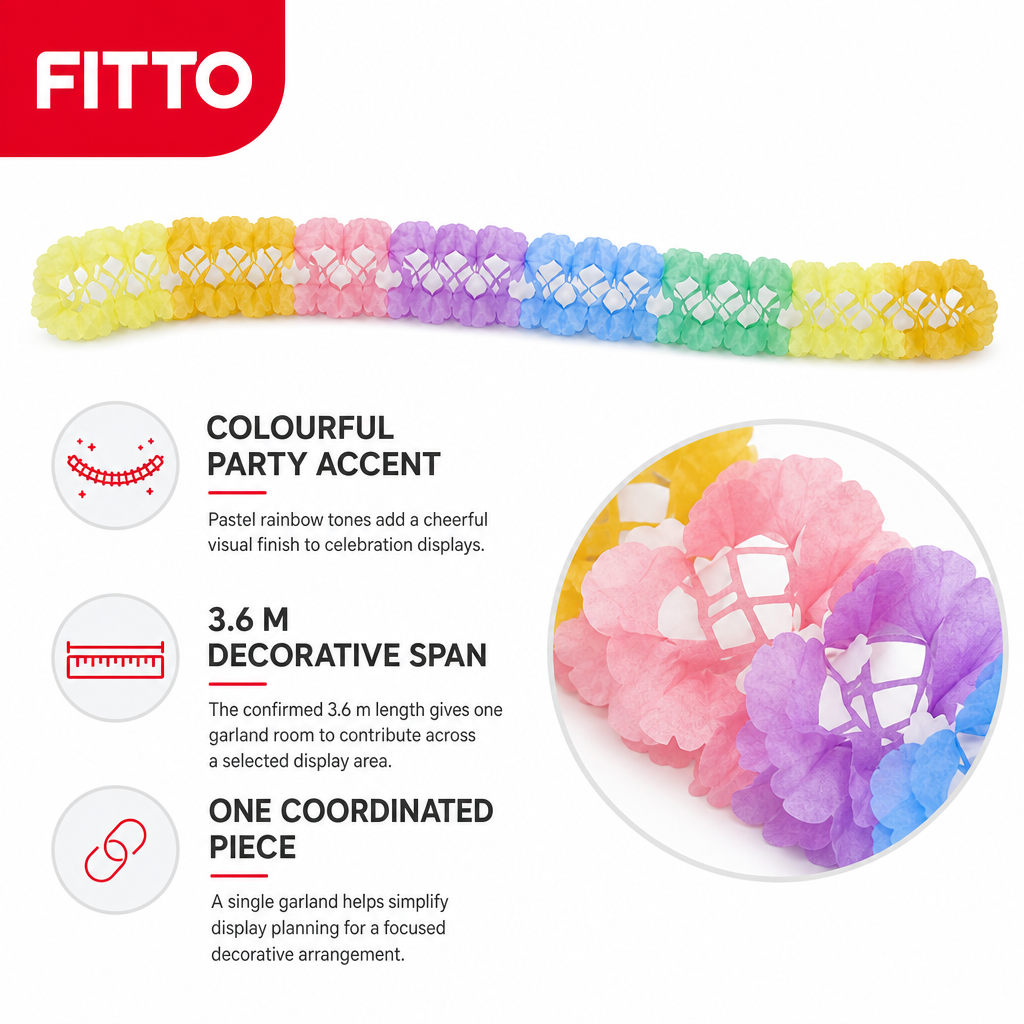 240 Pieces Pastel Rainbow Paper Garland, 3.6 m, 1 Piece, Party Decorations