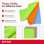 96 Pieces Microfiber Multi-Purpose Cleaning Cloths, 40 x 40 cm, Assorted Colours, 3-Pack