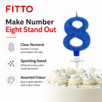 240 Pieces Assorted Colour Sparkling Number 8 Cake Candle, 3 in, 1 Piece