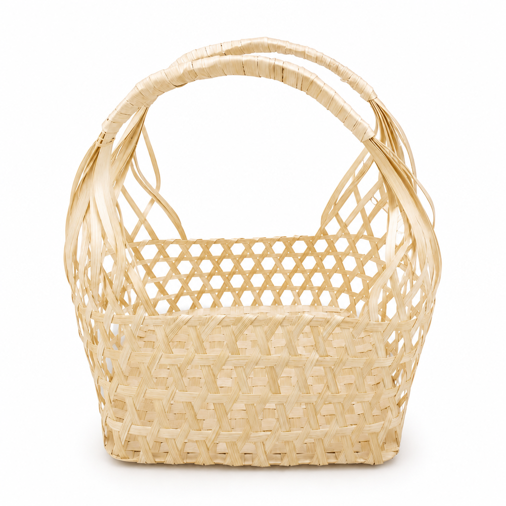 96 Pieces Handwoven Natural Fiber Basket Handbags with Double Handle, Beige, 25.15 cm