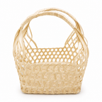 96 Pieces Handwoven Natural Fiber Basket Handbags with Double Handle, Beige, 25.15 cm